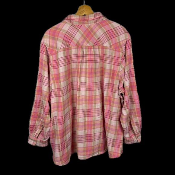 Land's End Women Long Sleeve Button Up Shirt Sz 3X Flip Cuff Roll Tab Breathable - Picture 3 of 11